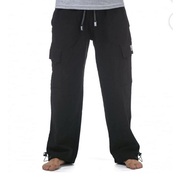 NWT Pro Club Black Cargo Pants with Drawstring S unisex - Picture 1 of 7